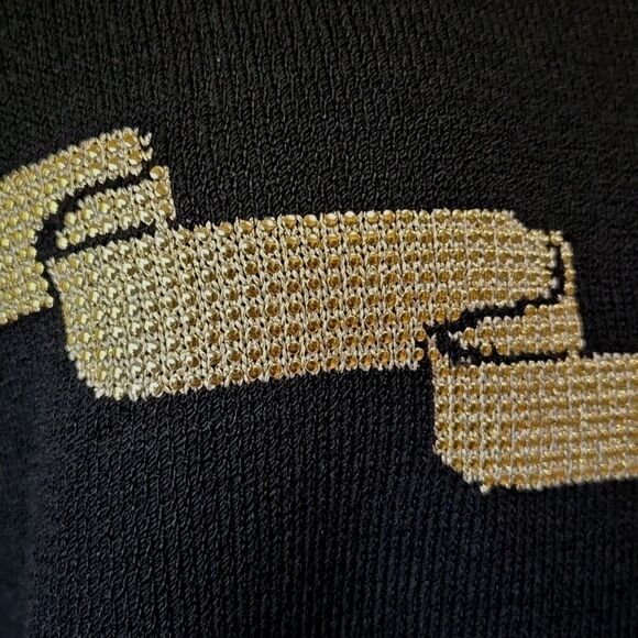 ST. JOHN by Marie Gray Santana Knit Sweater Size Large Ribbon Mock Neck Holiday - Picture 6 of 14